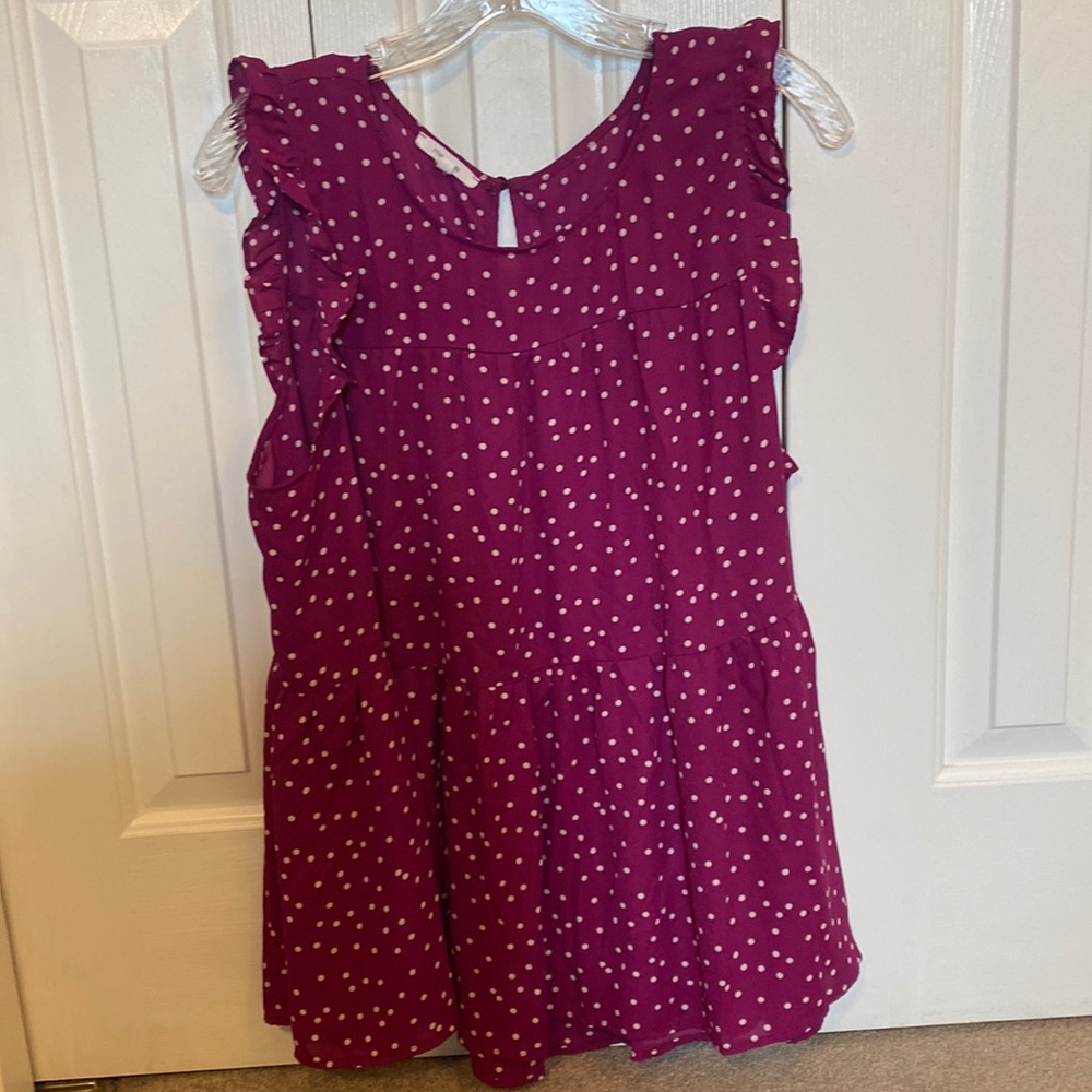 Maurice’s Purple Polka Dot Babydoll Tank Top-Plus Size 1 (Size 16)-EUC